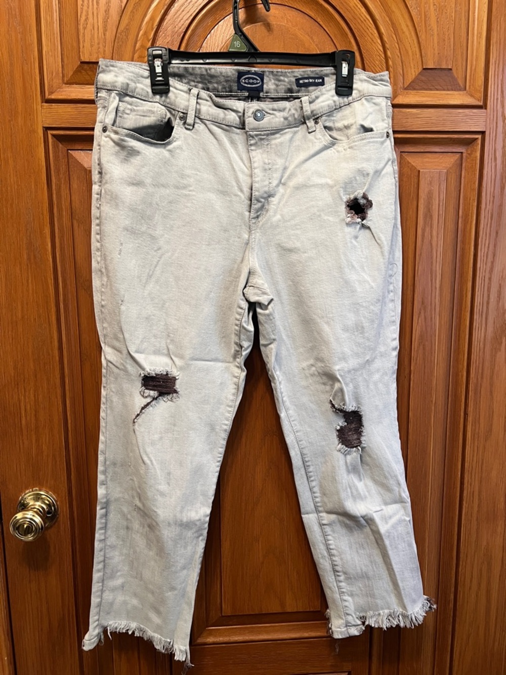 Light Gray Distressed Cropped Jeans